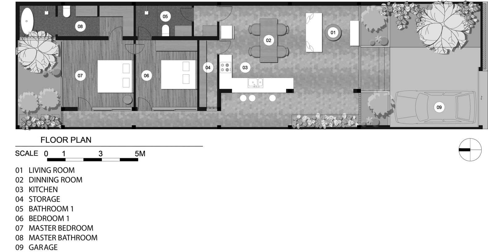 Ngôi nhà 1 tầng, diện tích 7x26m với 2 phòng ngủ, bên ngoài đơn giản nhưng bên trong khiến ai cũng “ngã ngửa”